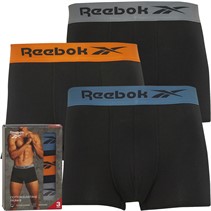 Reebok Mens Hislop Three Pack Trunks Black