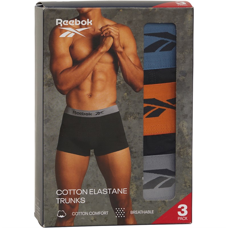 Reebok Mens Hislop Three Pack Trunks Black