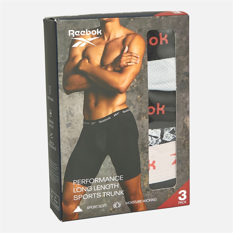 Reebok Mænd Jarvie Performance 3-pak Lange Trunks Grå/Print/Sort