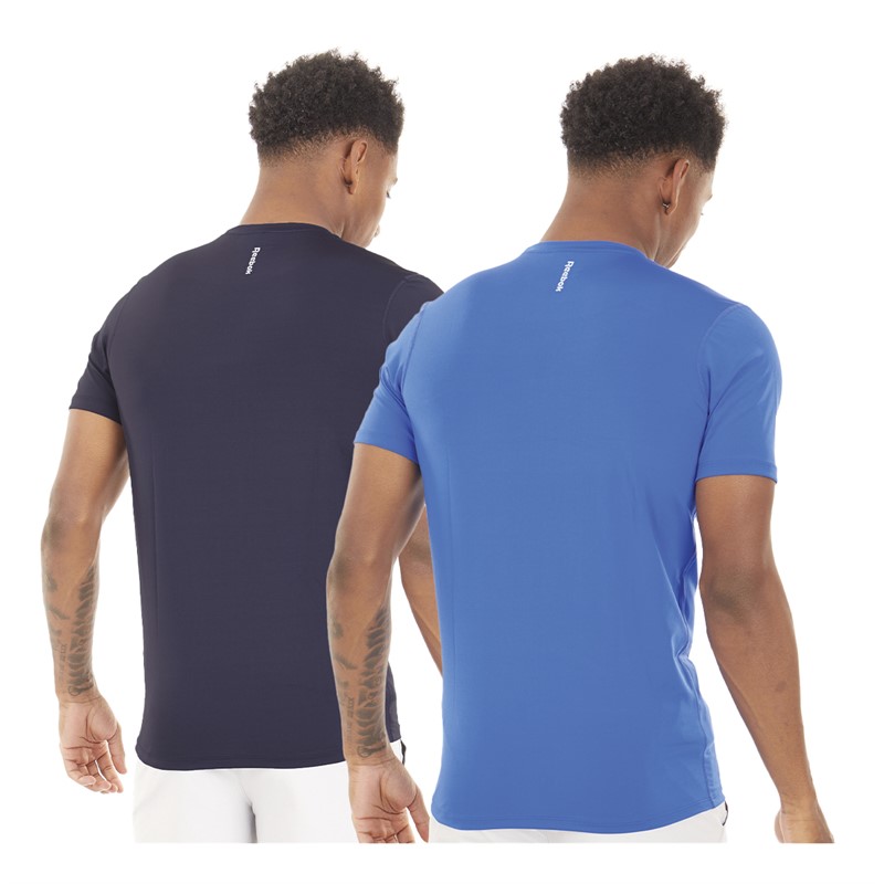 Reebok Mens Basile Performance Two Pack T-Shirts Vector Navy/Electric Cobalt