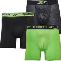 Reebok Mens Cheney Performance Three Pack Medium Trunks Black/Print/Lime Slime