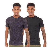 Reebok Mens Chen Performance Two Pack T-Shirts Black/Print