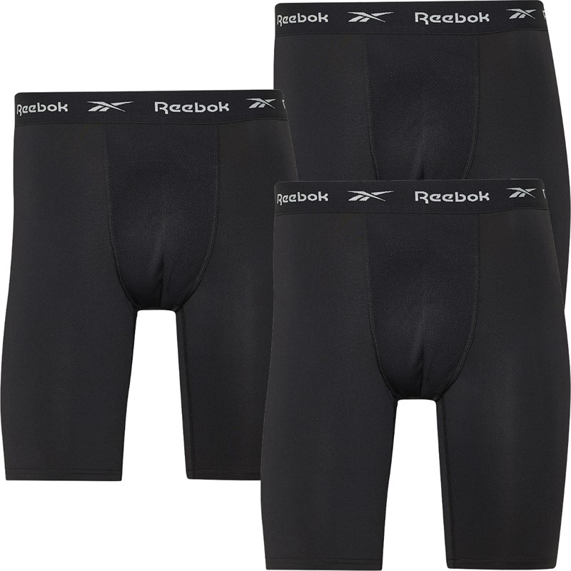 Reebok Mens Hogan Performance Three Pack Long Trunks Black