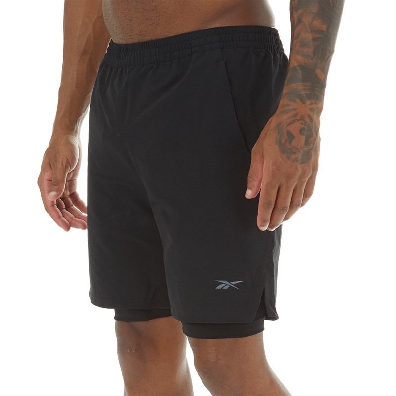 Reebok Mens Strength Shorts 4.0 2 In 1 Training Shorts Black