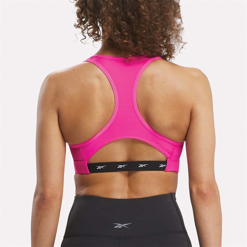 Reebok Womens Lux Vector Racer Sports Bra Laser Pink