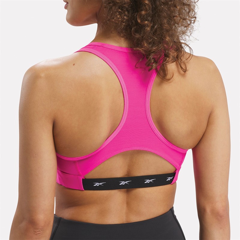 Reebok Womens Lux Vector Racer Sports Bra Laser Pink