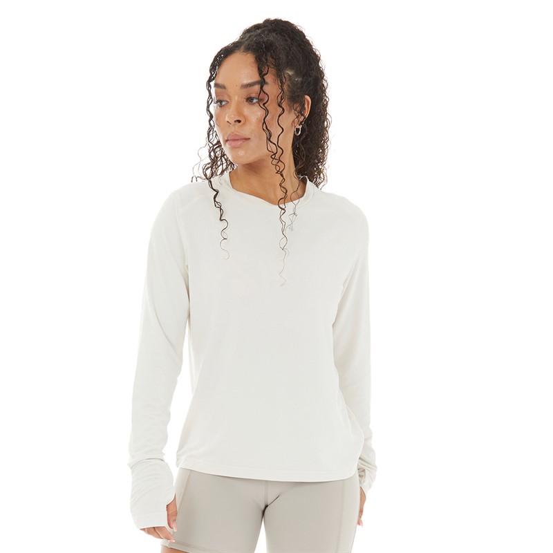 Reebok Womens Active Collection Chill+ Dreamblend Long Sleeve Top Bone