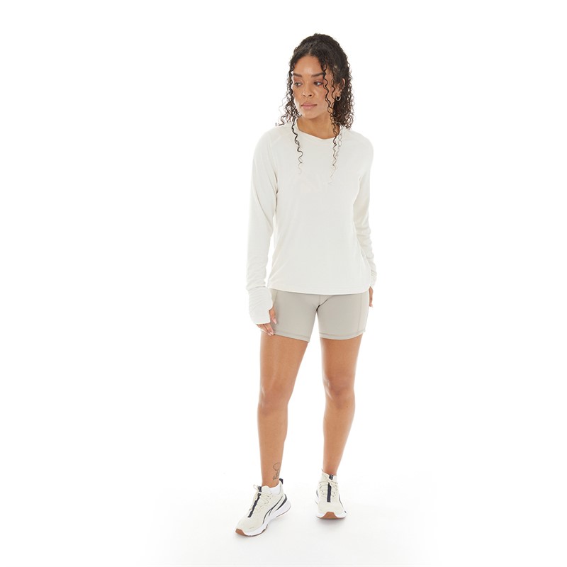 Reebok Womens Active Collection Chill+ Dreamblend Long Sleeve Top Bone