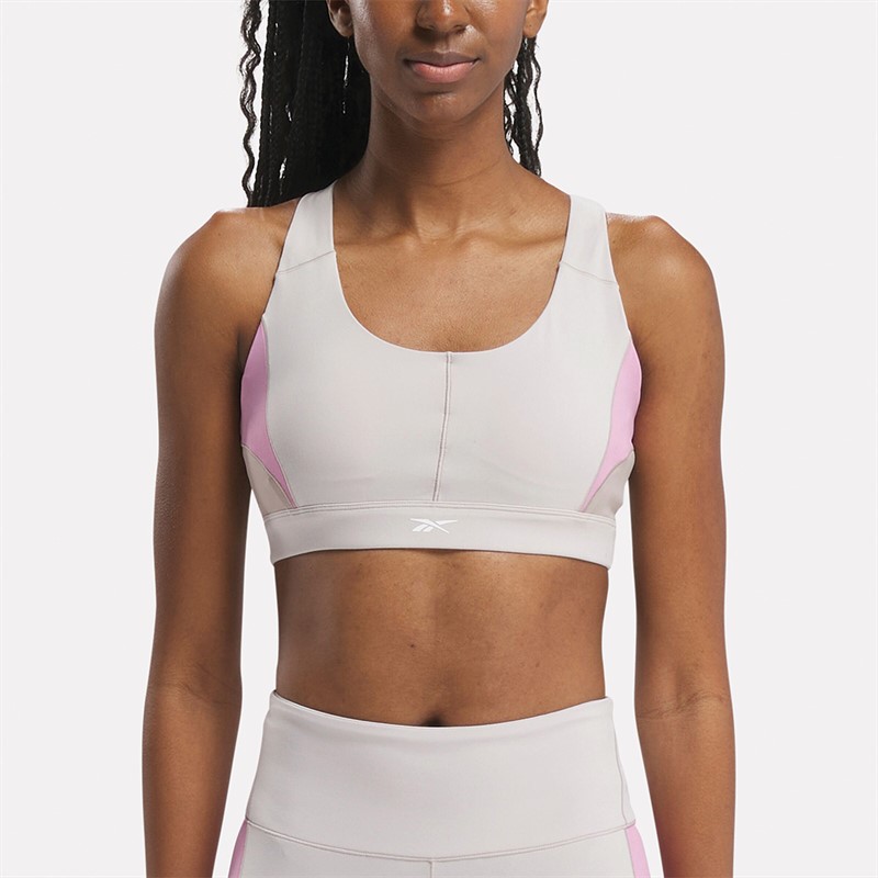 Reebok Womens Lux Colorblock Racer Sports Bra Moonstone