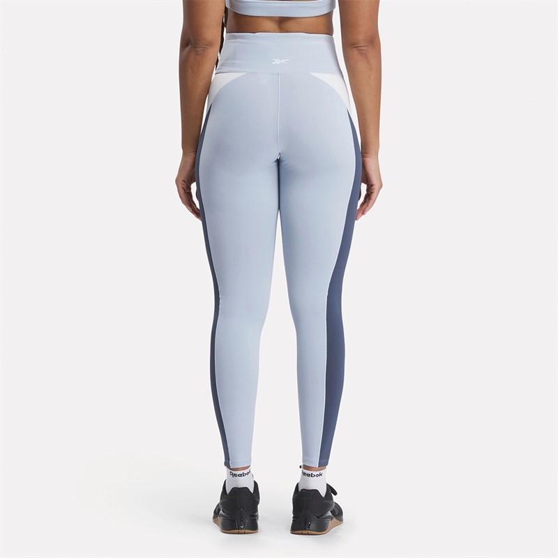 Reebok Womens Lux Colorblock High Rise Tight Leggings Pale Blue/East Coast Blue