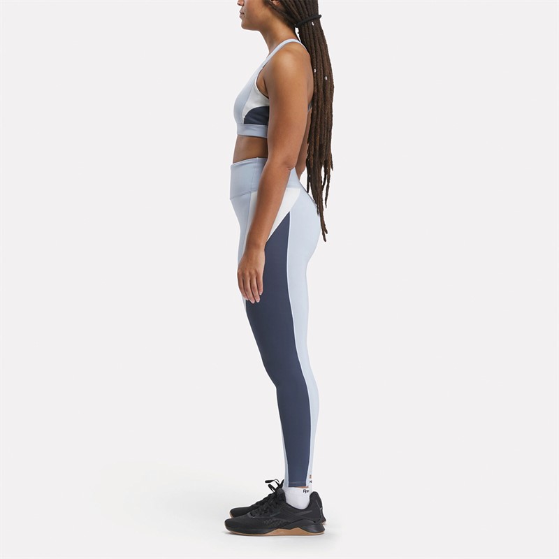 Reebok Womens Lux Colorblock High Rise Tight Leggings Pale Blue/East Coast Blue