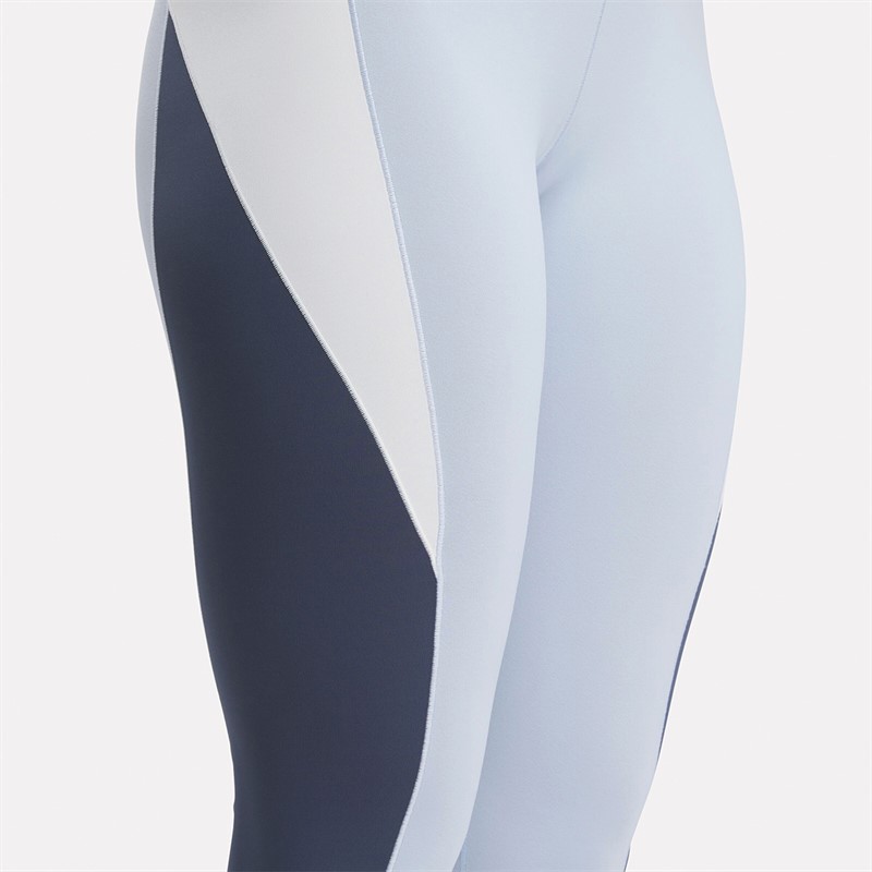 Reebok Womens Lux Colorblock High Rise Tight Leggings Pale Blue/East Coast Blue