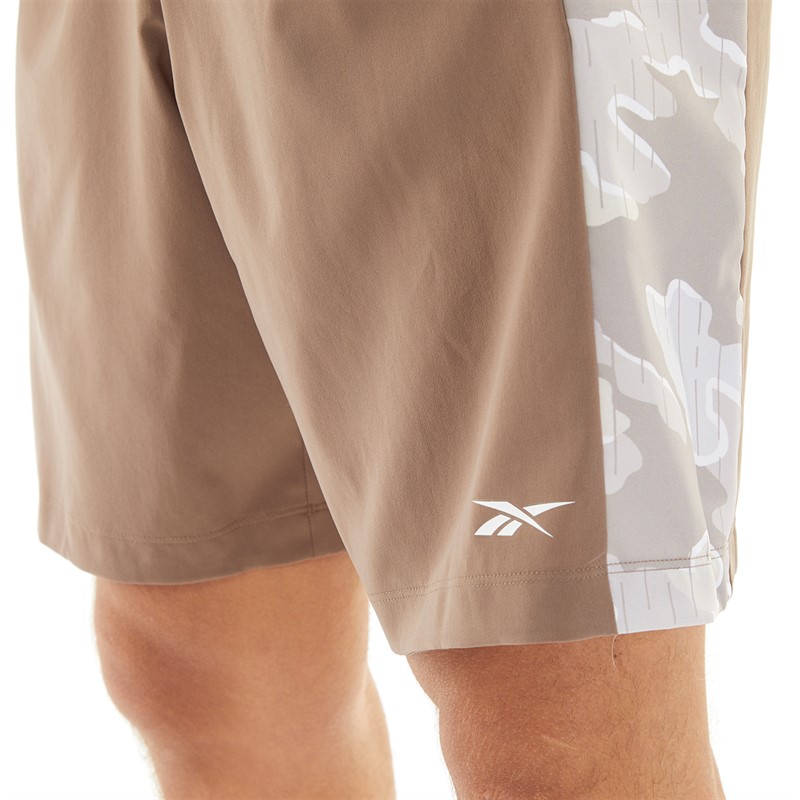 Reebok Mens Train Motion Camo Shorts Utility Brown