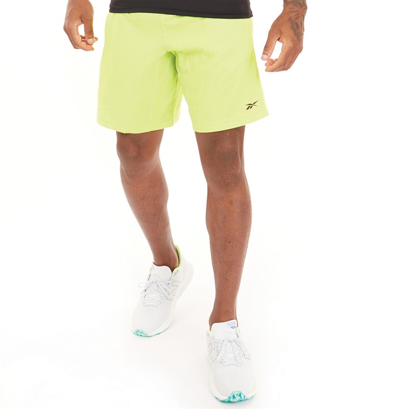 Reebok Mens Workout Ready Woven Shorts Laser Lime/Black