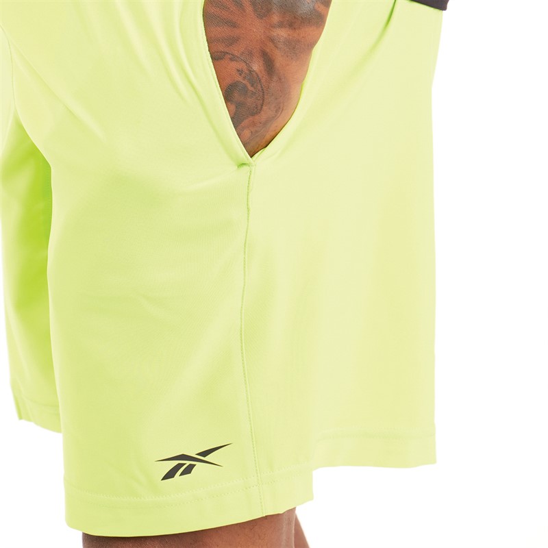 Reebok Mens Workout Ready Woven Shorts Laser Lime/Black