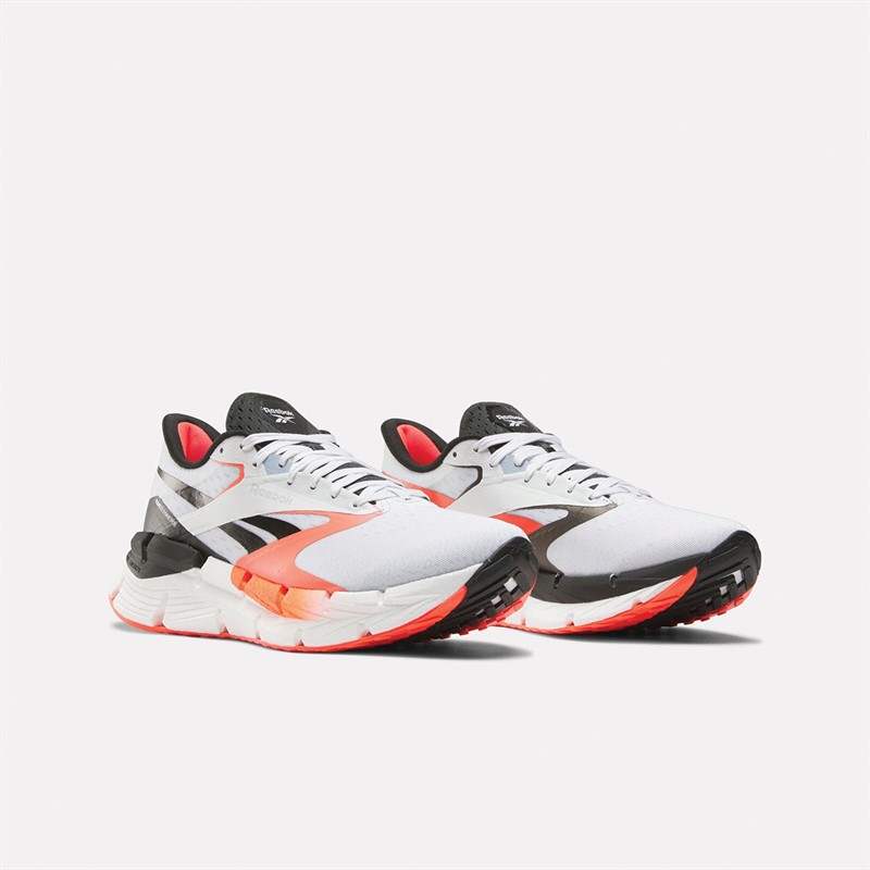 Reebok Mens Floatzig Symmetros Neutral Running Shoes White/Orange Flare/Black