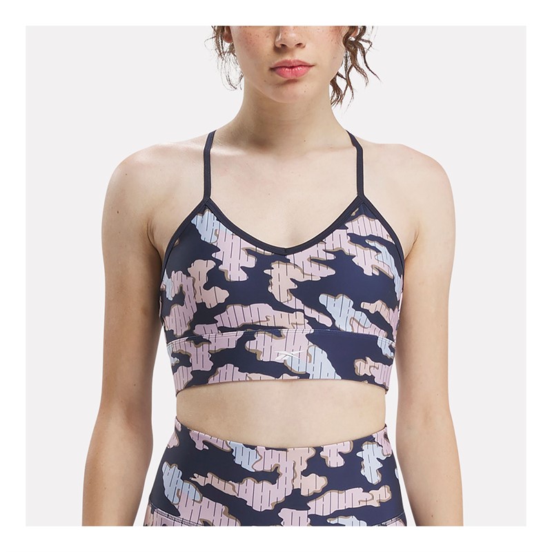 Reebok Womens Identity Training Camo Sports Bra Vector Navy