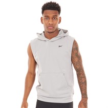 Reebok Mens Strength Sleeveless Hoodie Solid Grey