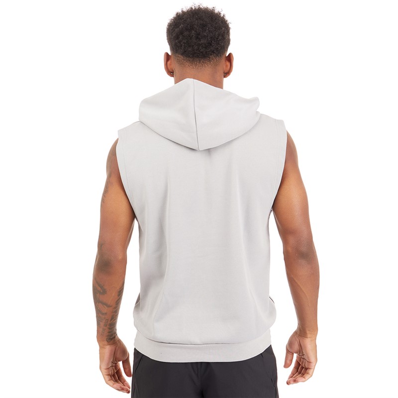 Reebok Mens Strength Sleeveless Hoodie Solid Grey