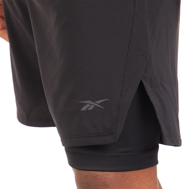 Reebok Mens Speed Short 4.0 2-In-1 Training Shorts Black