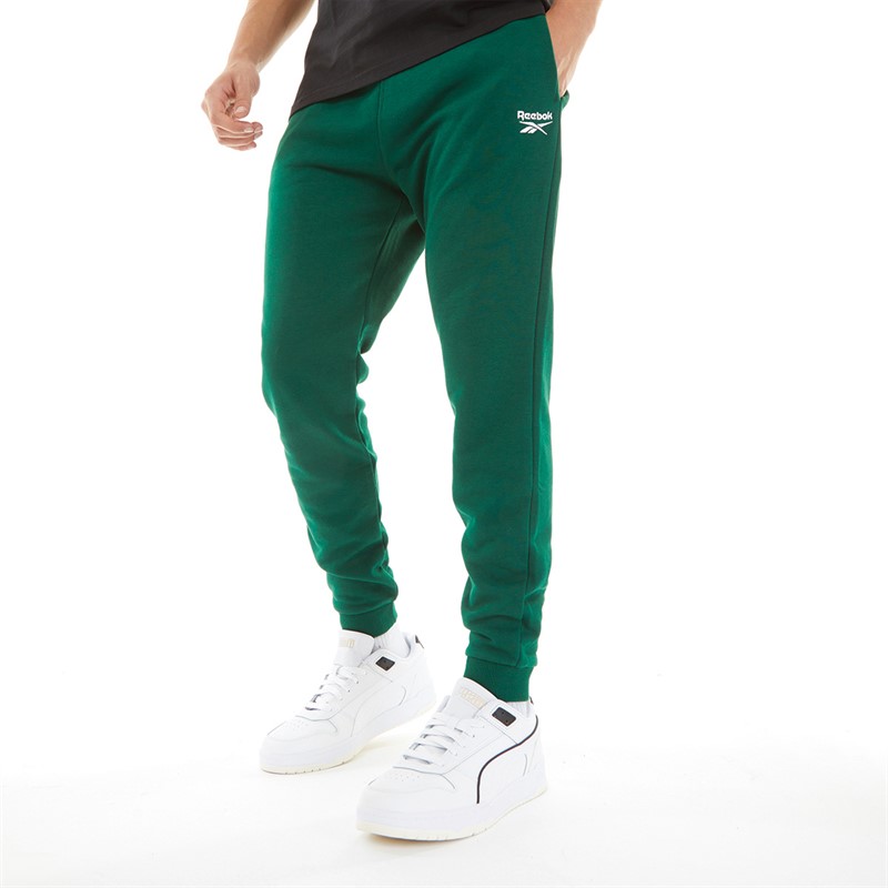 Reebok Mens Identity Small Logo Joggers Dark Green