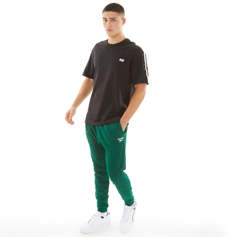 Reebok Mens Identity Small Logo Joggers Dark Green