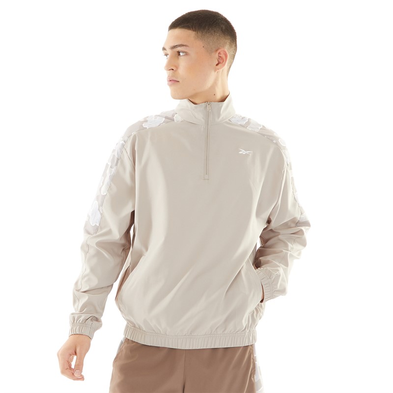 Reebok Mens Train Motion Camo 1/4 Zip Top Ash