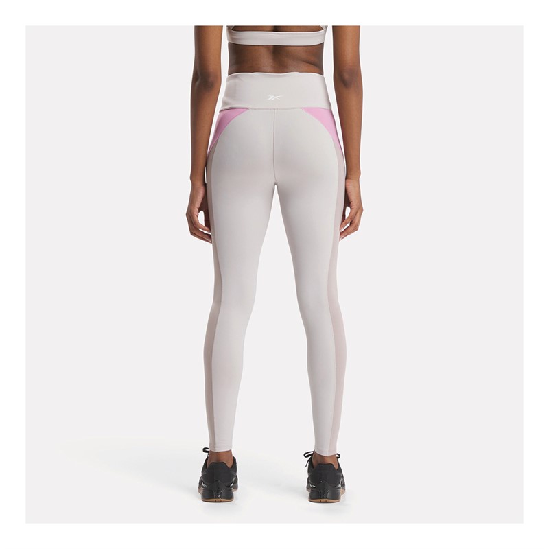 Reebok Womens Lux Colorblock High Rise Tight Leggings Moonstone/Ash