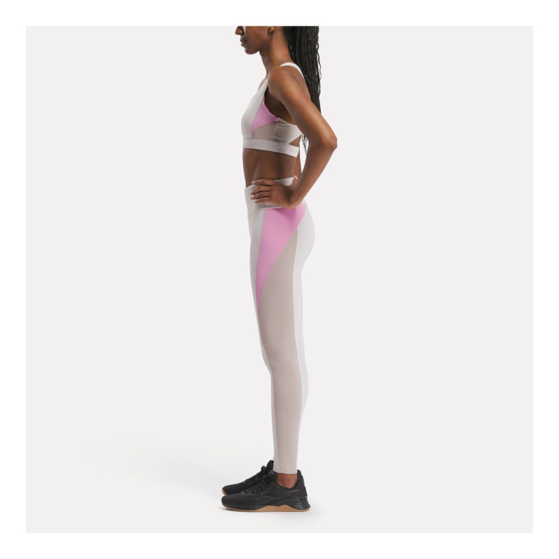 Reebok Womens Lux Colorblock High Rise Tight Leggings Moonstone/Ash