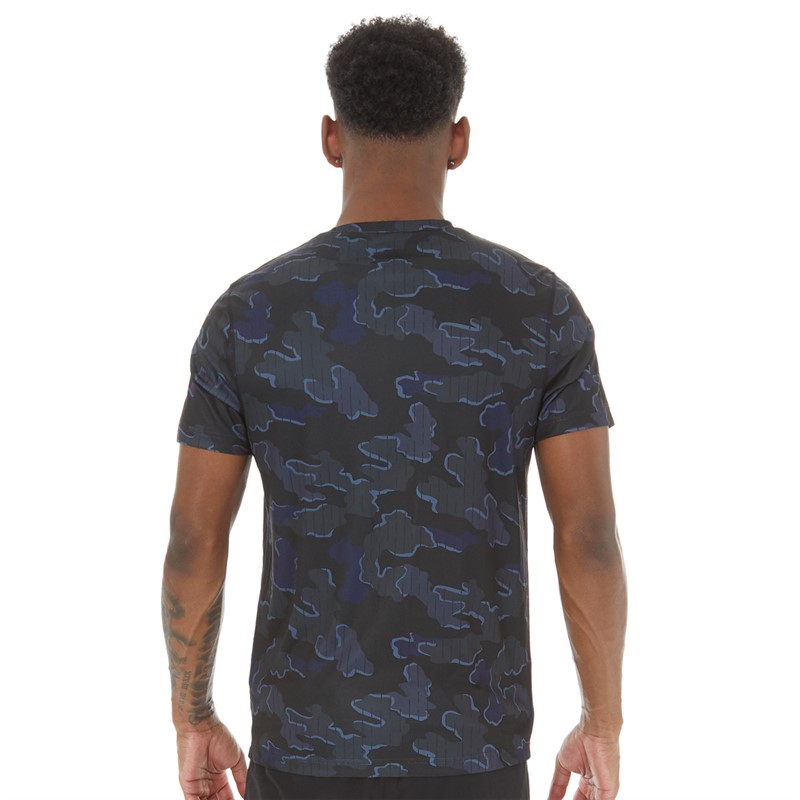 Reebok Mens Train Motion Camo Tech T-Shirt Black/Vector Navy