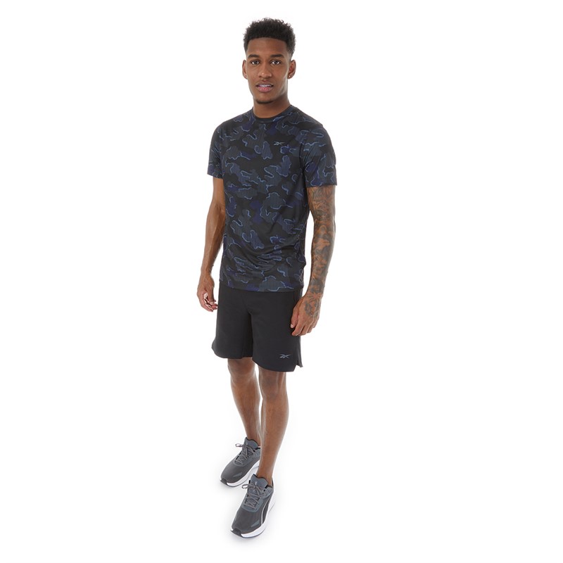 Reebok Mens Train Motion Camo Tech T-Shirt Black/Vector Navy