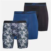 Reebok Heren Derek Drie Pack Lange Performance Slips Zwart/Grijs Print/Batik Blauw