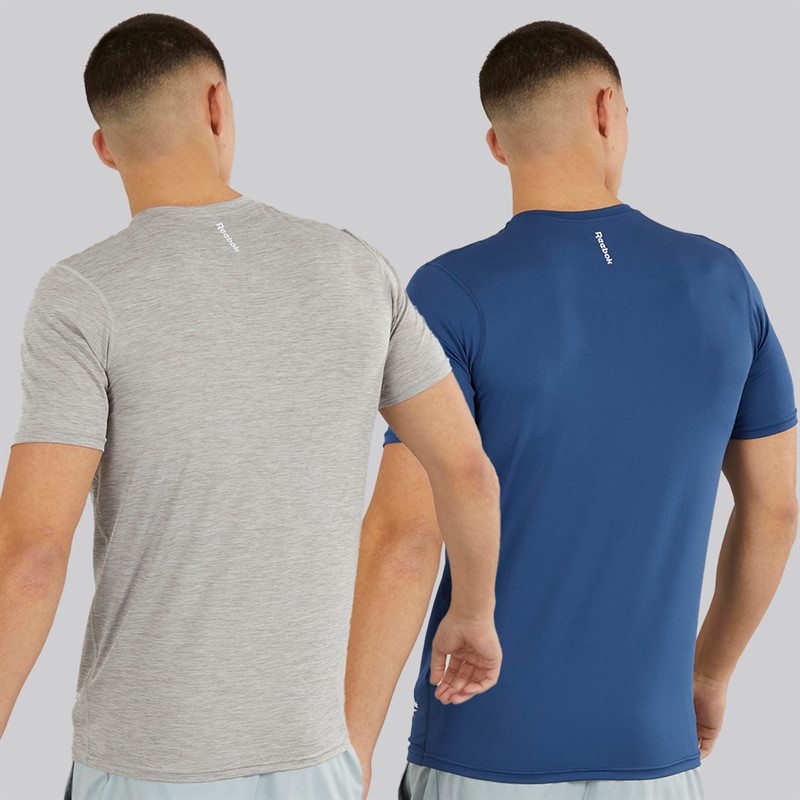 Reebok Herren Craig Performance Zweierpack T-Shirts Batik Blau/Grau Melange