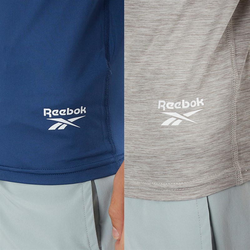 Reebok Herren Craig Performance Zweierpack T-Shirts Batik Blau/Grau Melange