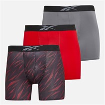 Reebok Heren Denver Drie Pack Medium Performance Boxers Rood/Rood Print/Pure Grijs