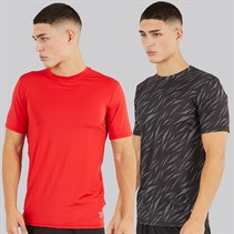 Reebok Heren Diallo Performance Set van 2 T-Shirts Zwart Print/Rood