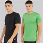 Reebok Mens Clyde Performance Two Pack T-Shirts Black/Upgrade Green