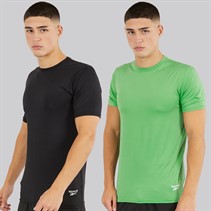 Reebok Heren Clyde Performance Set van 2 T-shirts Zwart/Upgrade Groen