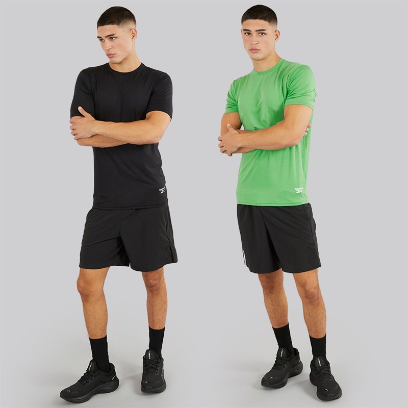 Reebok Mens Clyde Performance Two Pack T-Shirts Black/Upgrade Green
