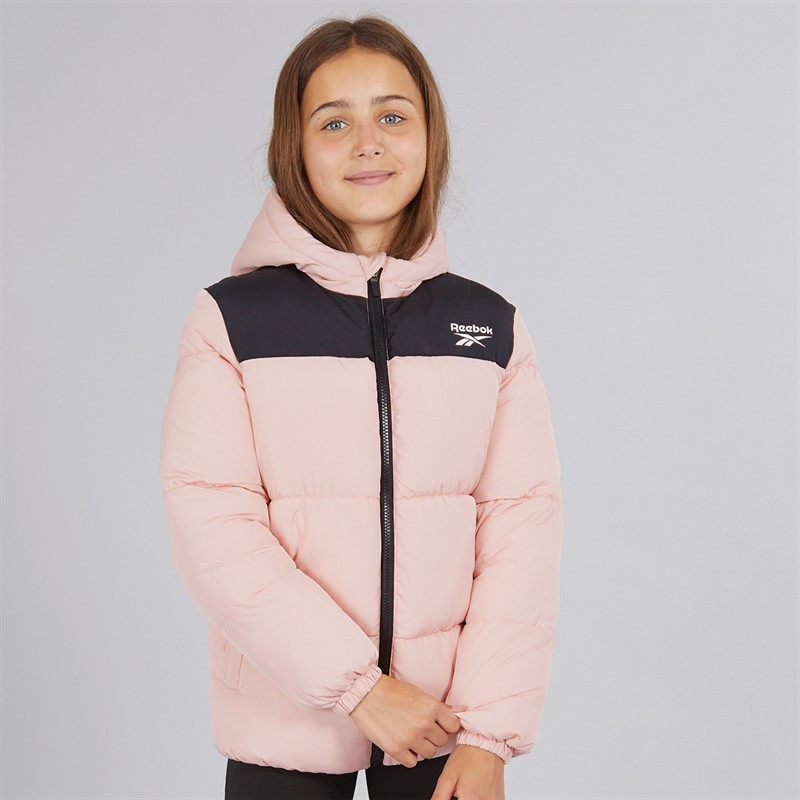 Reebok Junior Girls Padded Hooded Jacket Pink