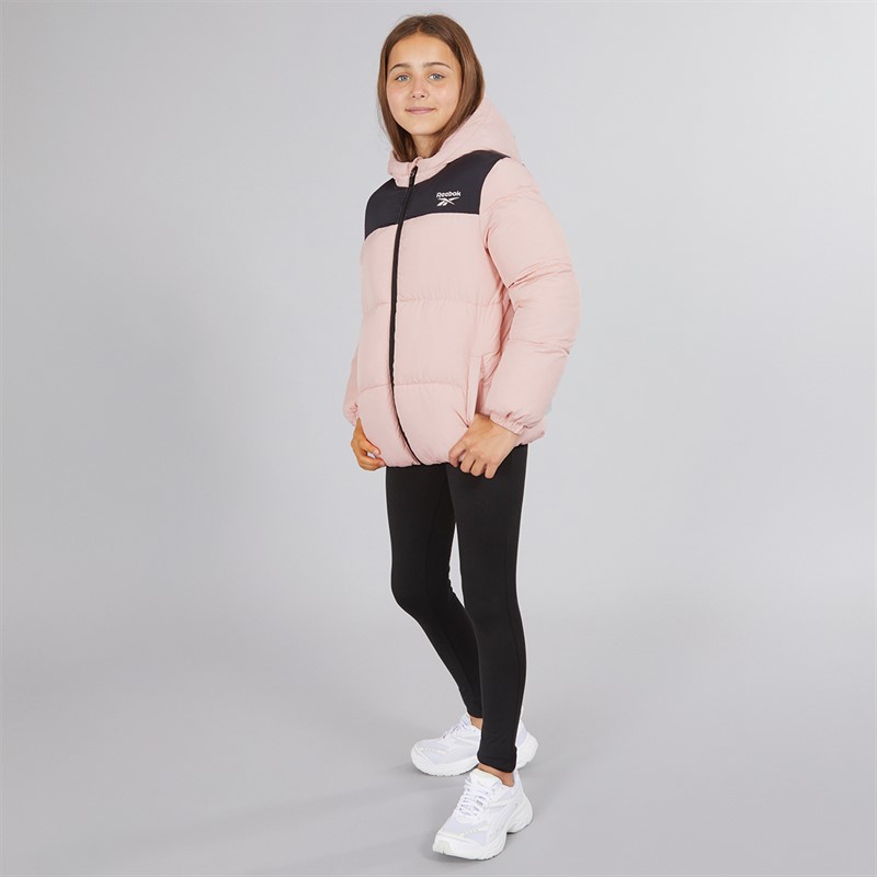 Reebok Junior Girls Padded Hooded Jacket Pink