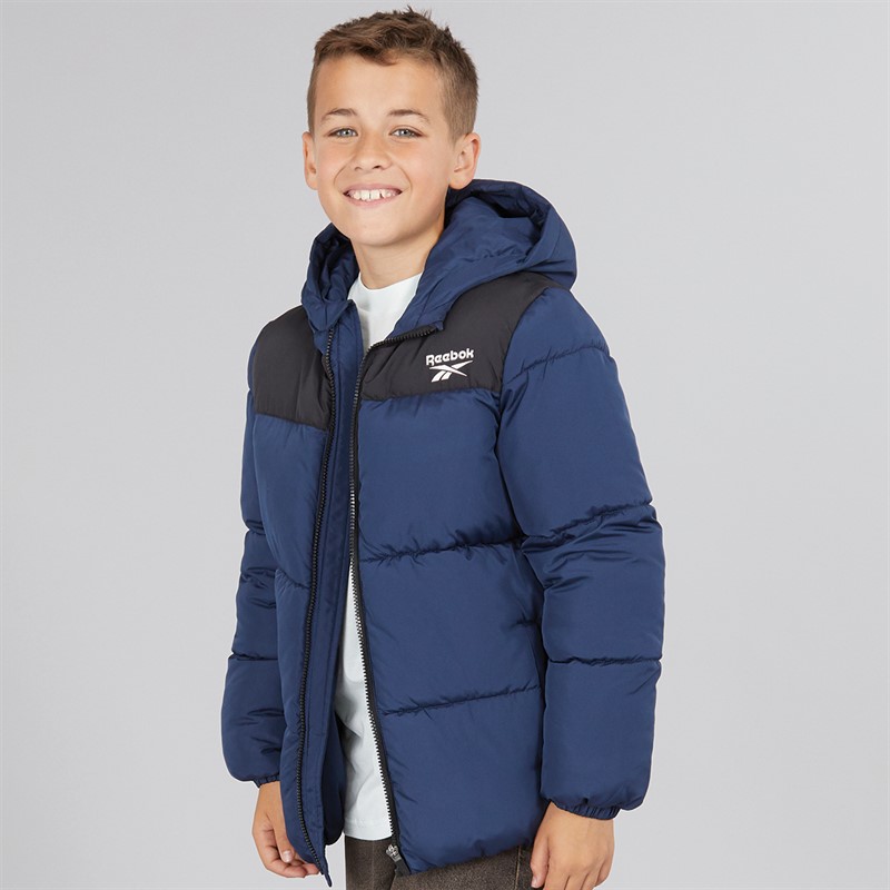 Reebok Junior Boys Padded Hooded Jacket Navy