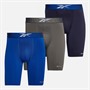 Reebok Mens Waite Performance Three Pack Long Trunks Vector Navy/Still Grey/Vector Blue