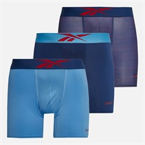 Reebok Mens Muir Performance Three Pack Medium Trunks Essential Blue/Print/Batik Blue