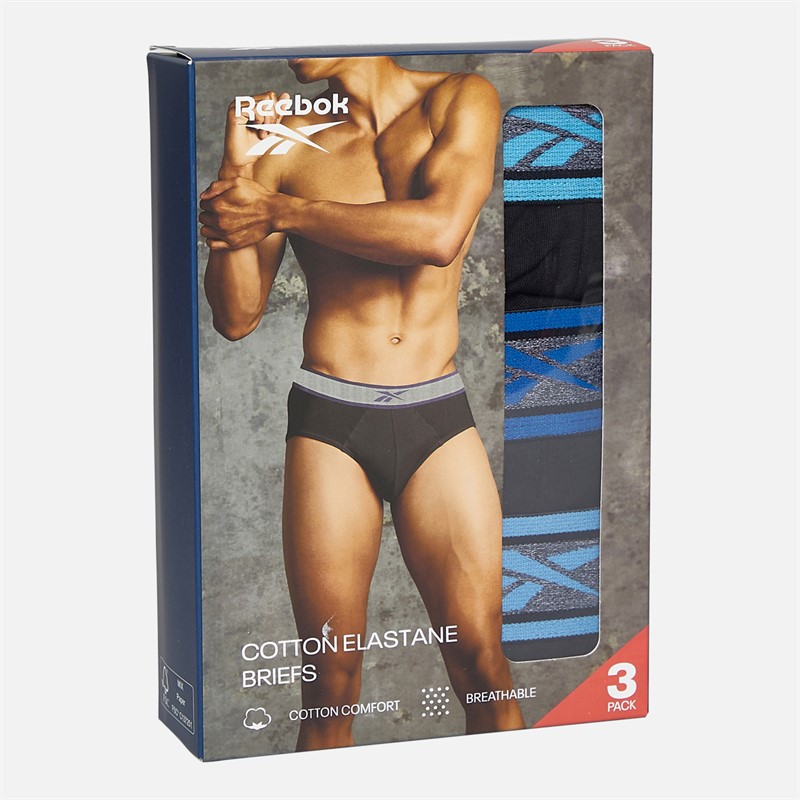 Reebok Mens Kyal Three Pack Briefs Black