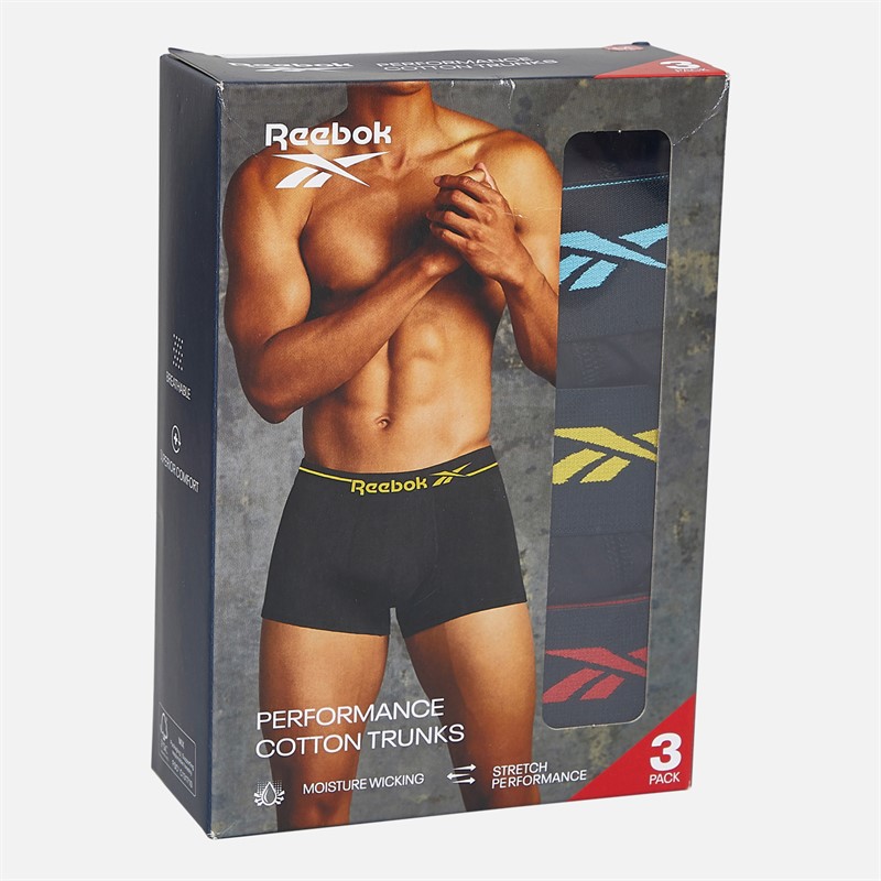 Reebok Mens Fennec Three Pack Trunks Black