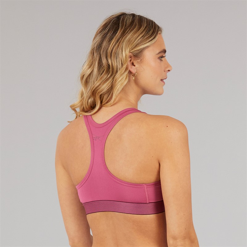 Reebok Womens Tiana Performance Racer Back Bra Top Studio Pink