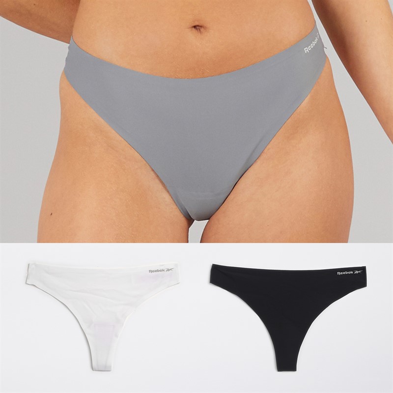 Reebok Womens Rae Bonded Three Pack Thongs Black/White/Cold Grey