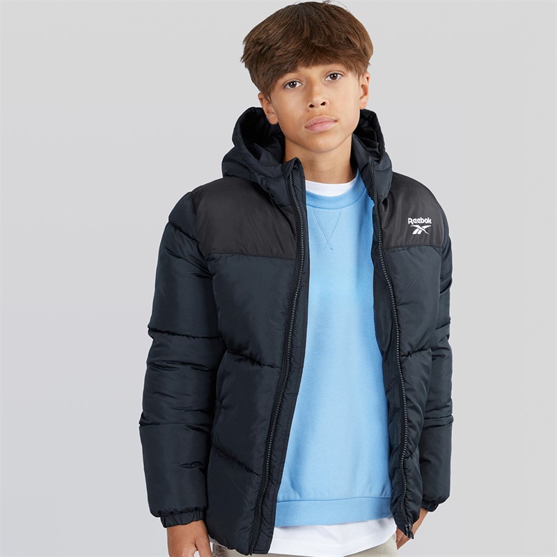 Reebok Junior Boys Padded Hooded Jacket Black