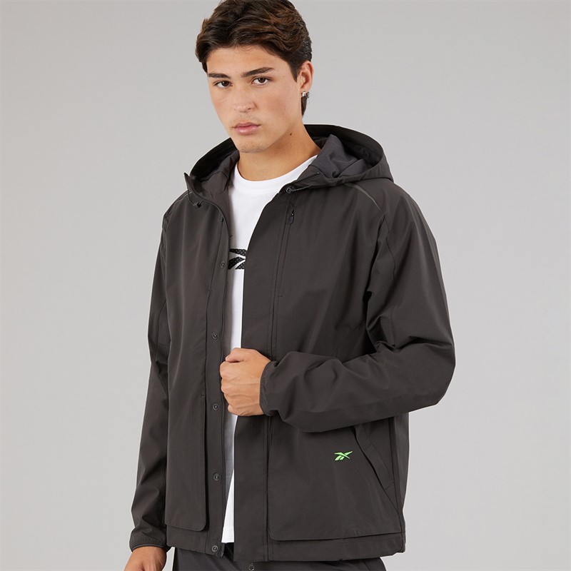 Reebok Mens RBK Lab Tech Water Resistant Jacket Washed Black